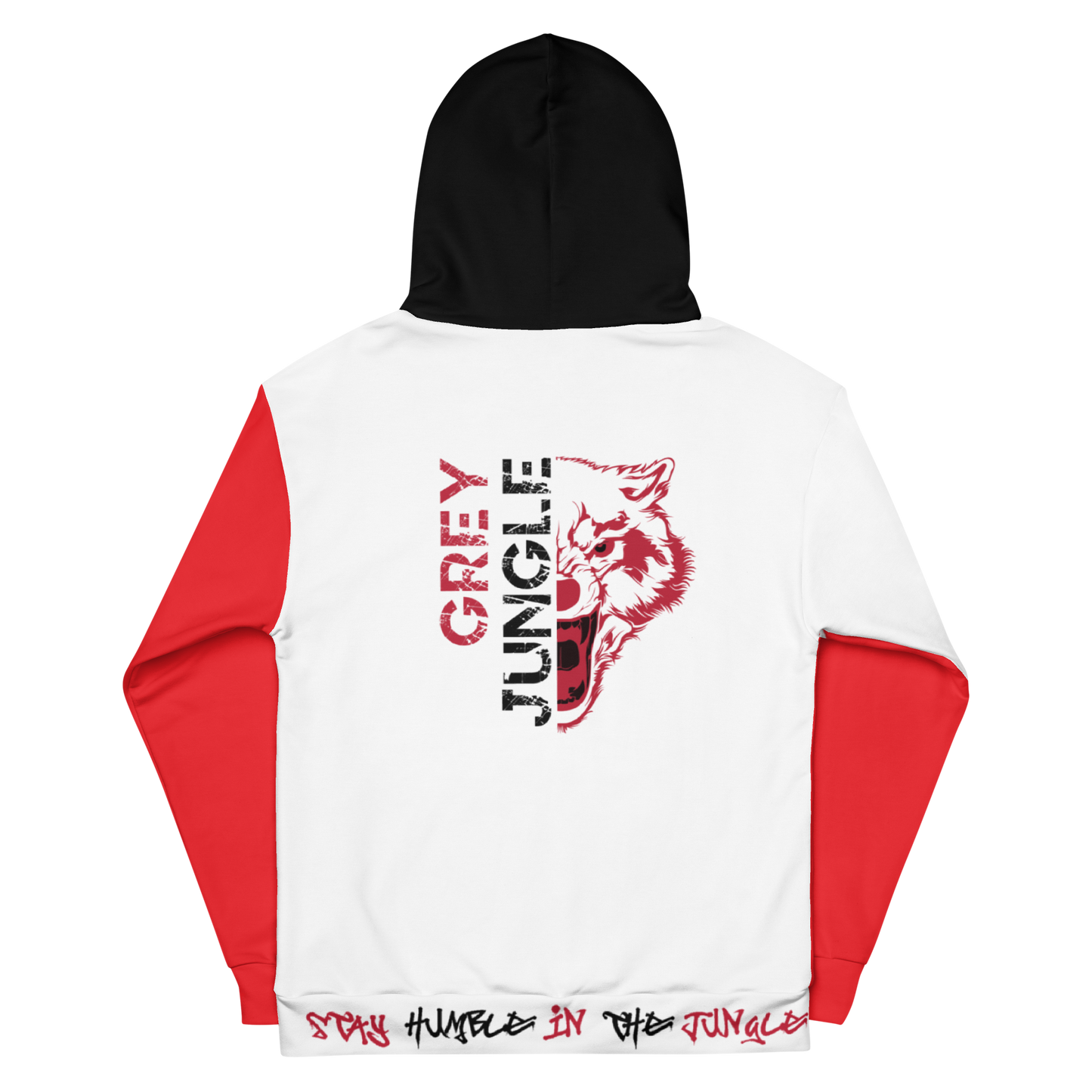 Grey Jungle Hoodie | White, Black and Red - Hoodie