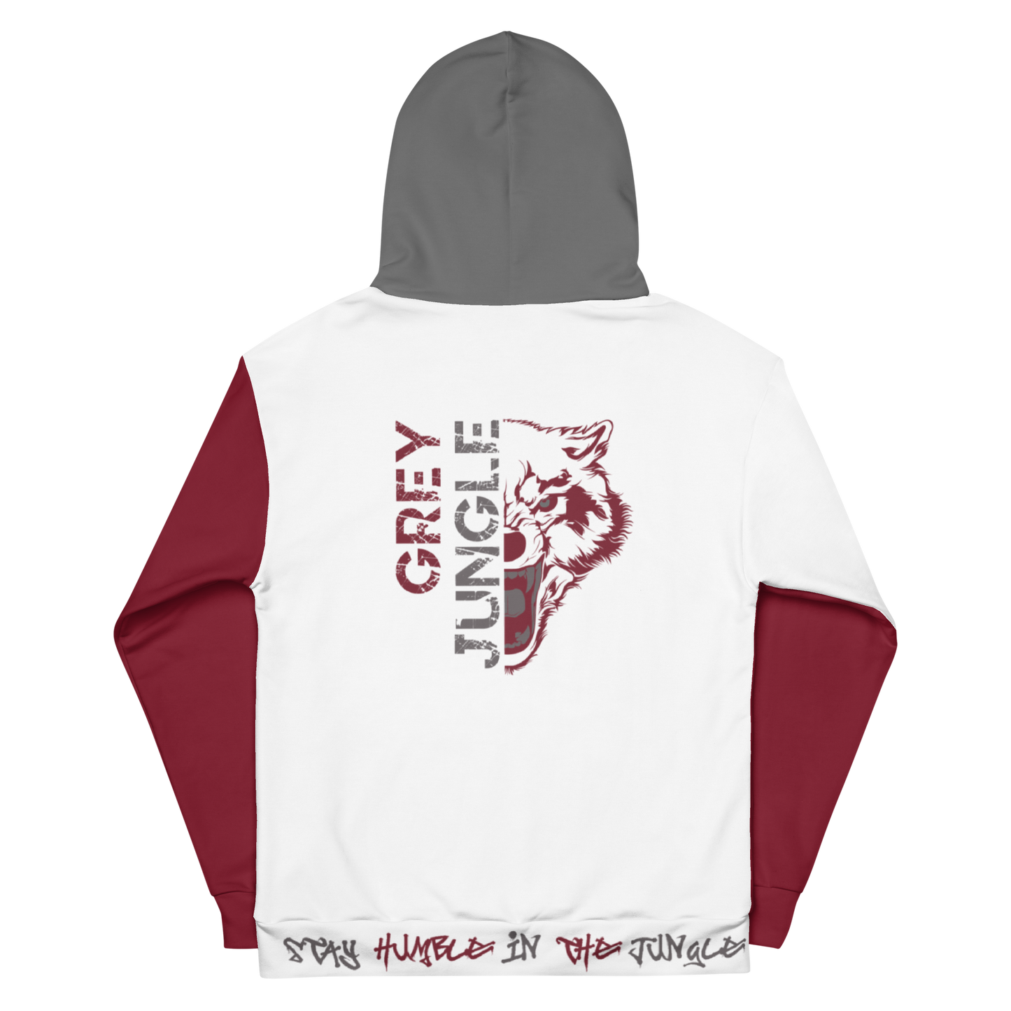 Grey Jungle Hoodie | Maroon and White - Hoodie