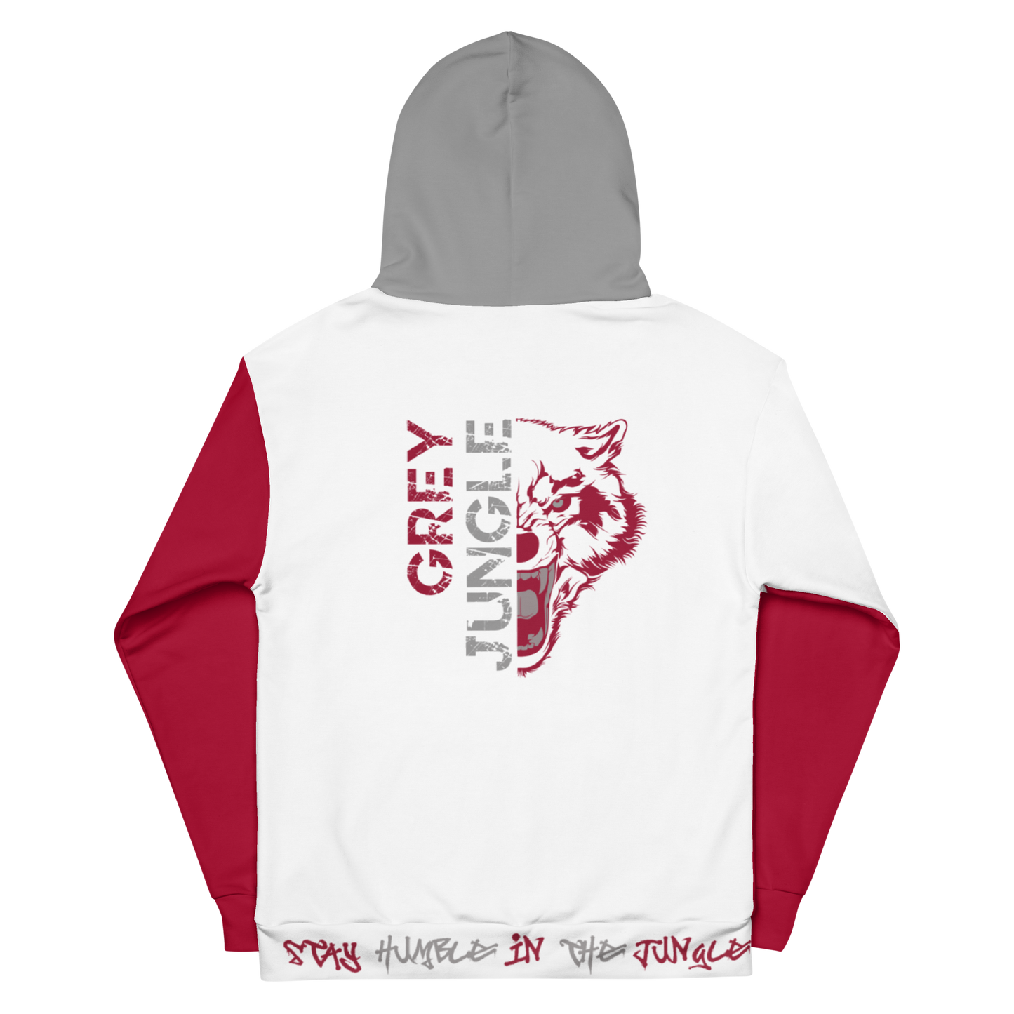 Grey Jungle Hoodie | Crimson and White - Hoodie