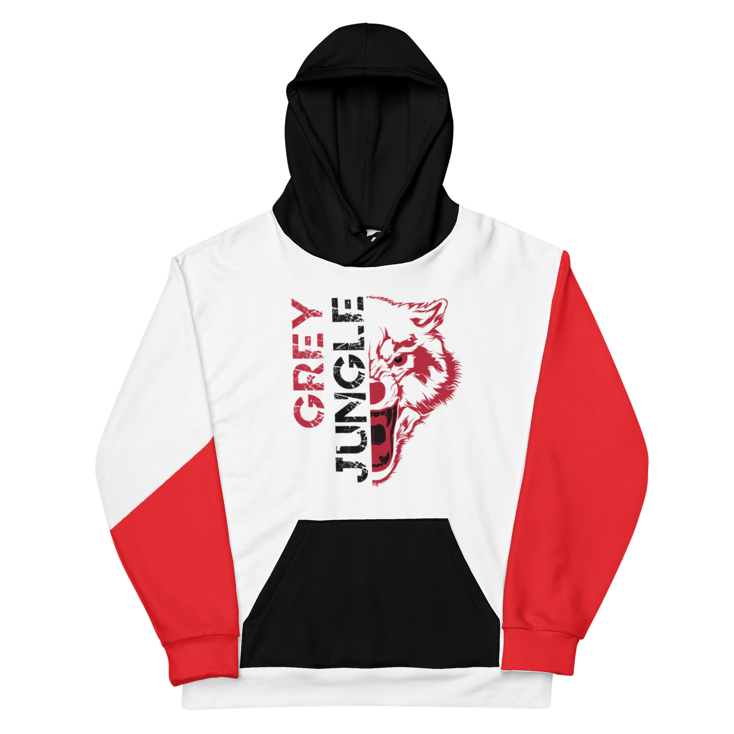 Grey Jungle Hoodie | White, Black and Red - Hoodie