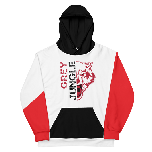 Grey Jungle Hoodie | White, Black and Red - Hoodie