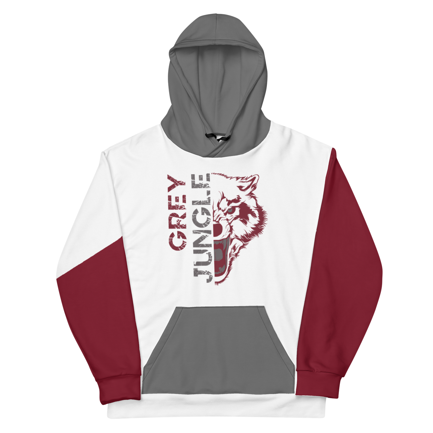 Grey Jungle Hoodie | Maroon and White - Hoodie