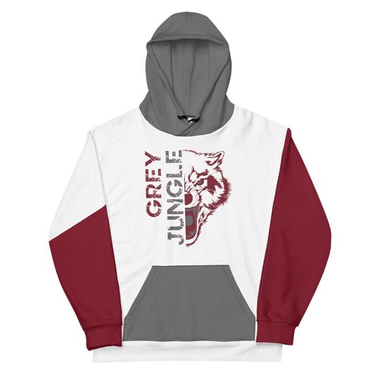 Grey Jungle Hoodie | Maroon and White - Hoodie