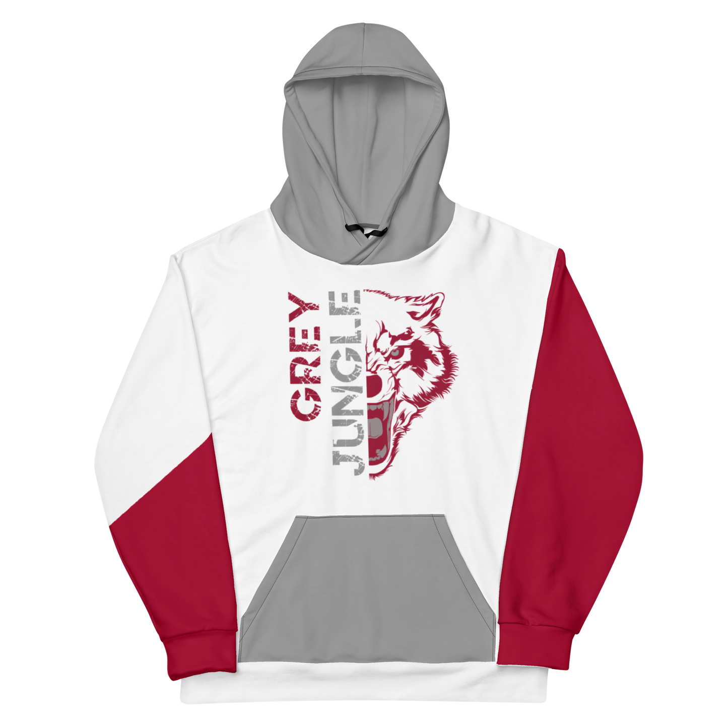 Grey Jungle Hoodie | Crimson and White - Hoodie