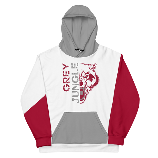 Grey Jungle Hoodie | Crimson and White - Hoodie