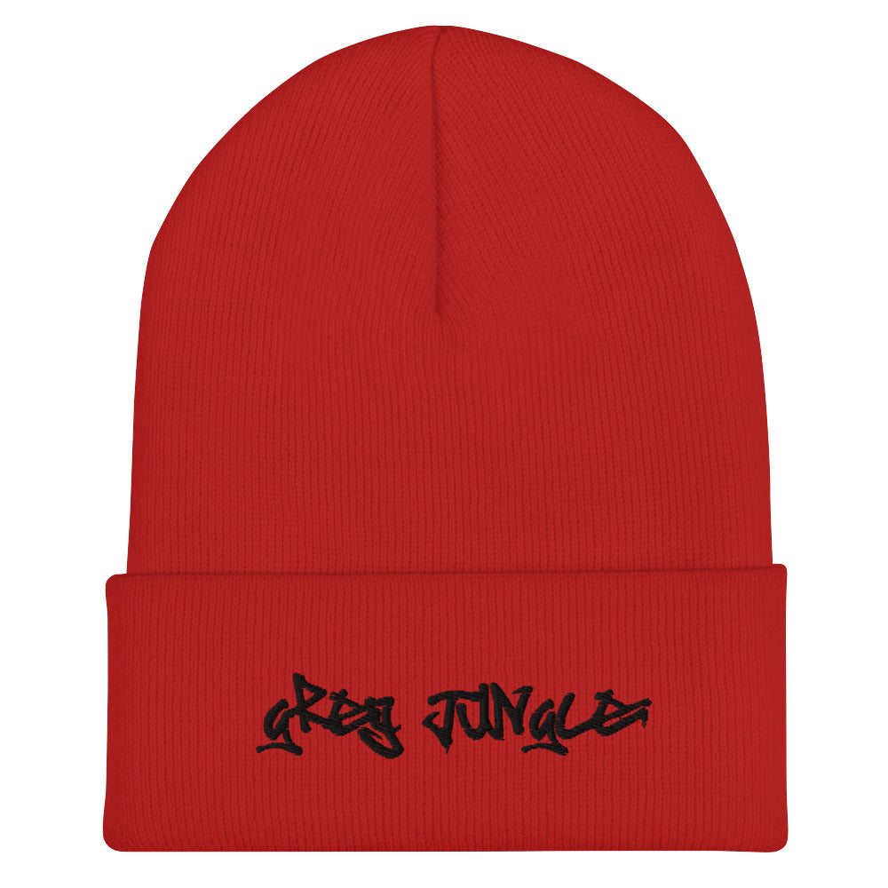 Black & Red | Cuffed Beanie | Embroidered