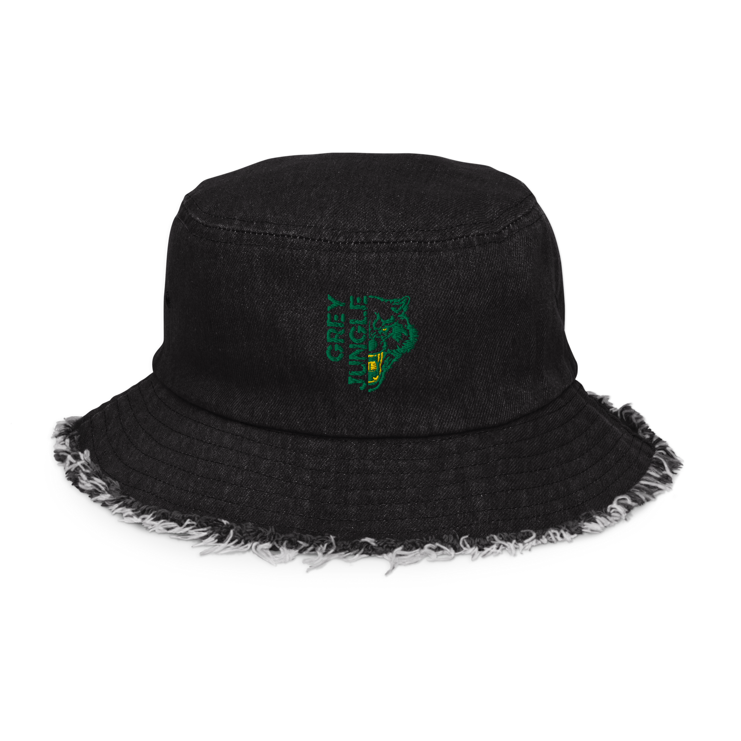 Distressed Denim Bucket Hat - Green/Gold Limited Edition