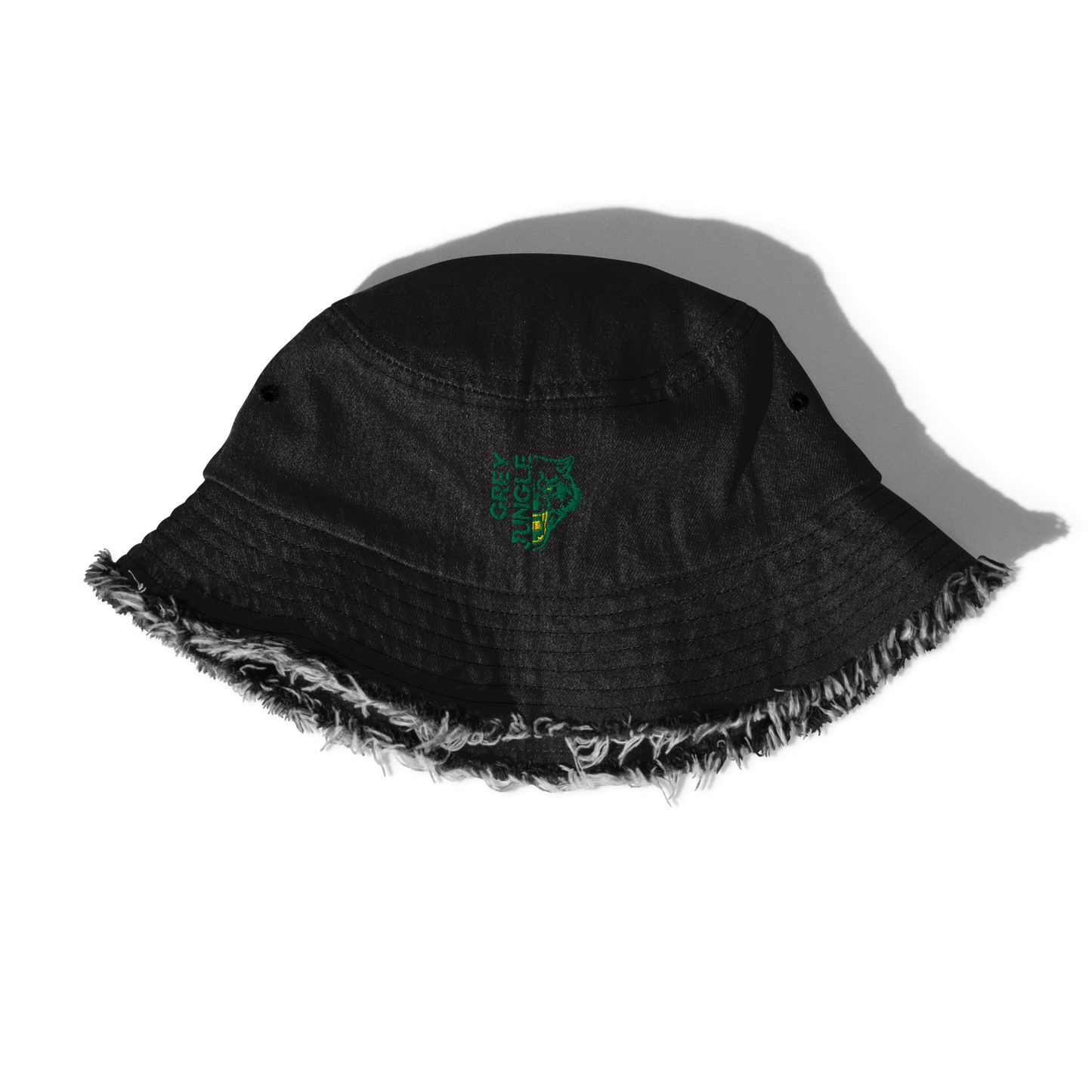 Distressed Denim Bucket Hat - Green/Gold Limited Edition