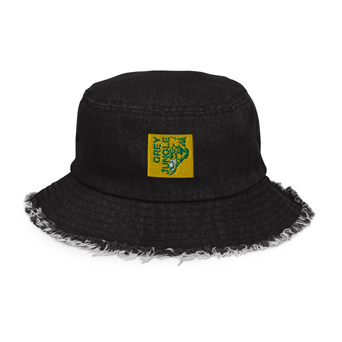 Distressed Denim Bucket Hat | Patch | Green/Gold Limited Edition