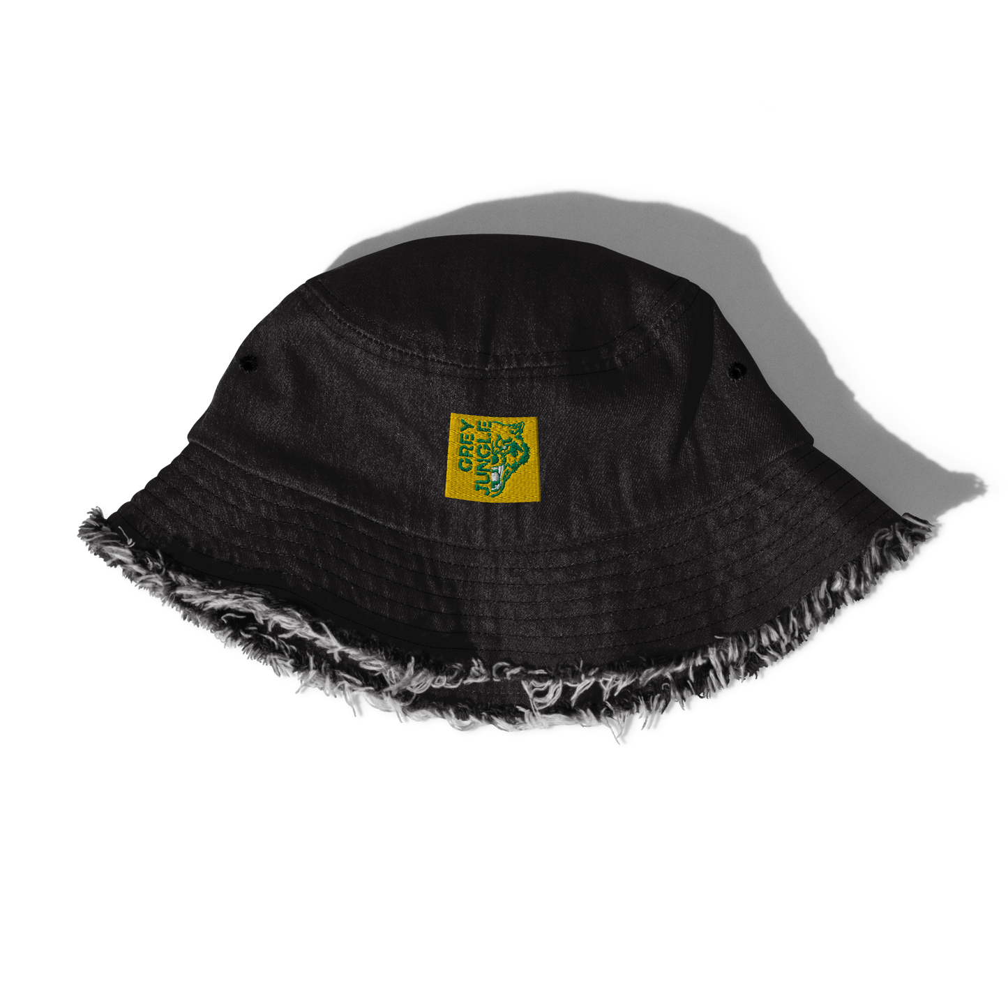 Distressed Denim Bucket Hat | Patch | Green/Gold Limited Edition