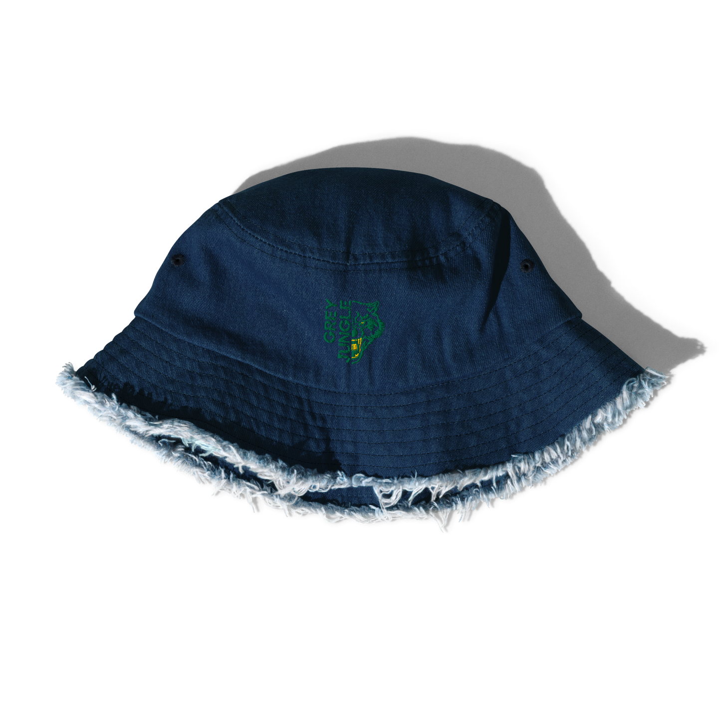 Distressed Denim Bucket Hat - Green/Gold Limited Edition