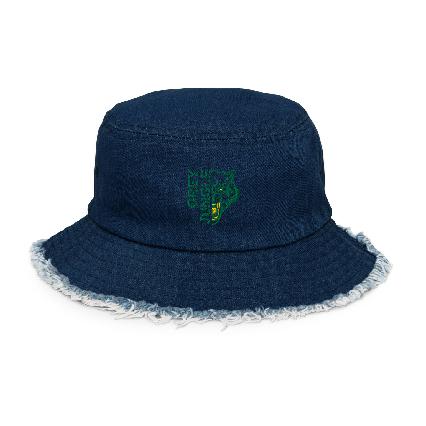 Distressed Denim Bucket Hat - Green/Gold Limited Edition