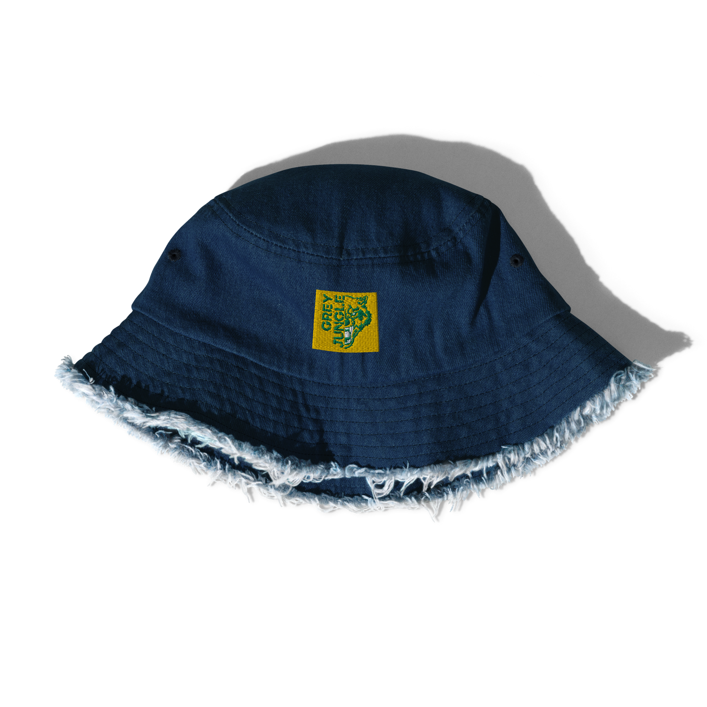 Distressed Denim Bucket Hat | Patch | Green/Gold Limited Edition