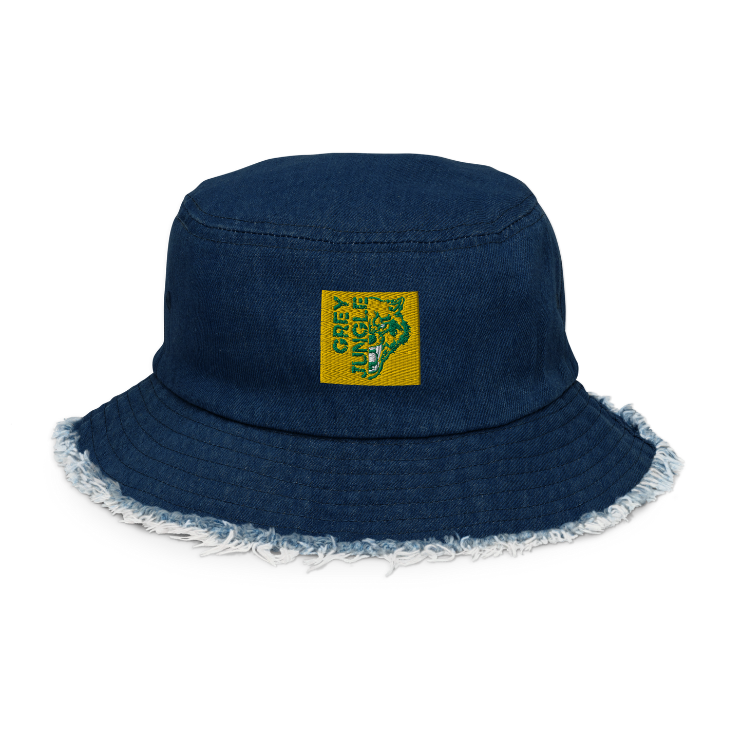 Distressed Denim Bucket Hat | Patch | Green/Gold Limited Edition