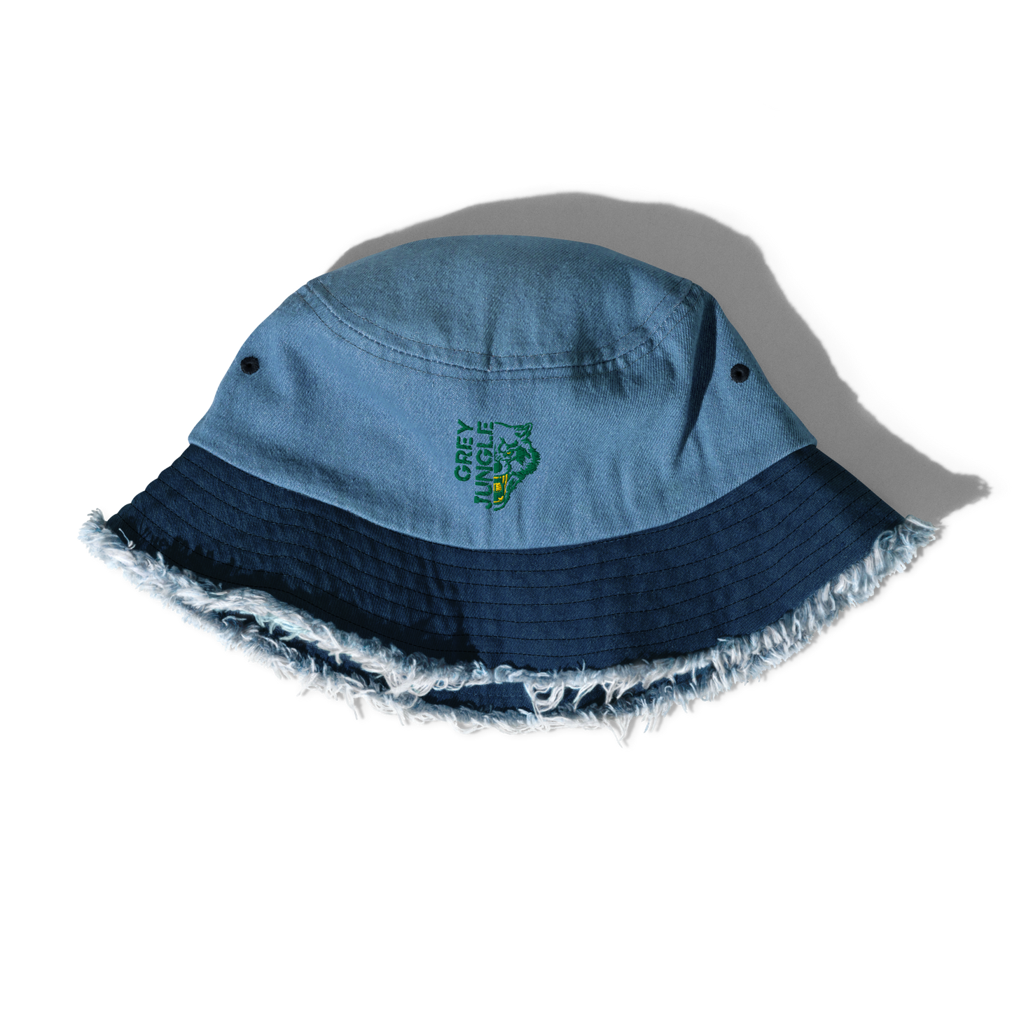 Distressed Denim Bucket Hat - Green/Gold Limited Edition