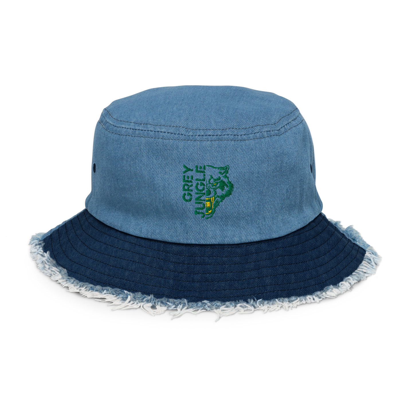 Distressed Denim Bucket Hat - Green/Gold Limited Edition