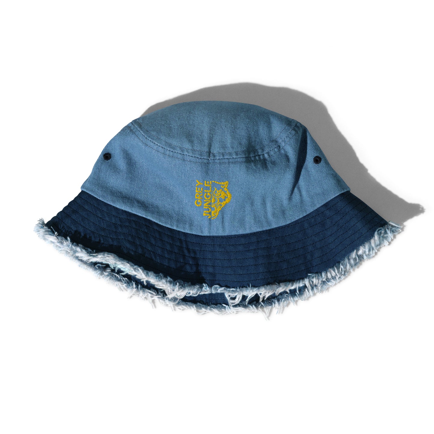 Distressed Denim Bucket Hat - Black & Yellow Limited Edition