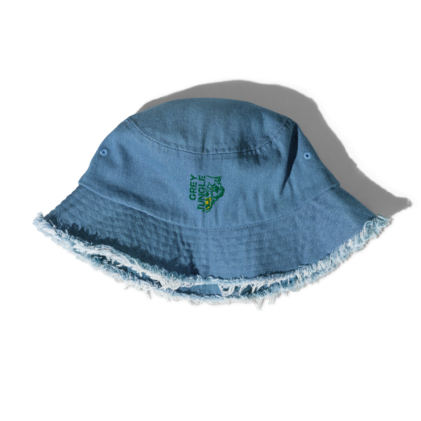 Distressed Denim Bucket Hat - Green/Gold Limited Edition