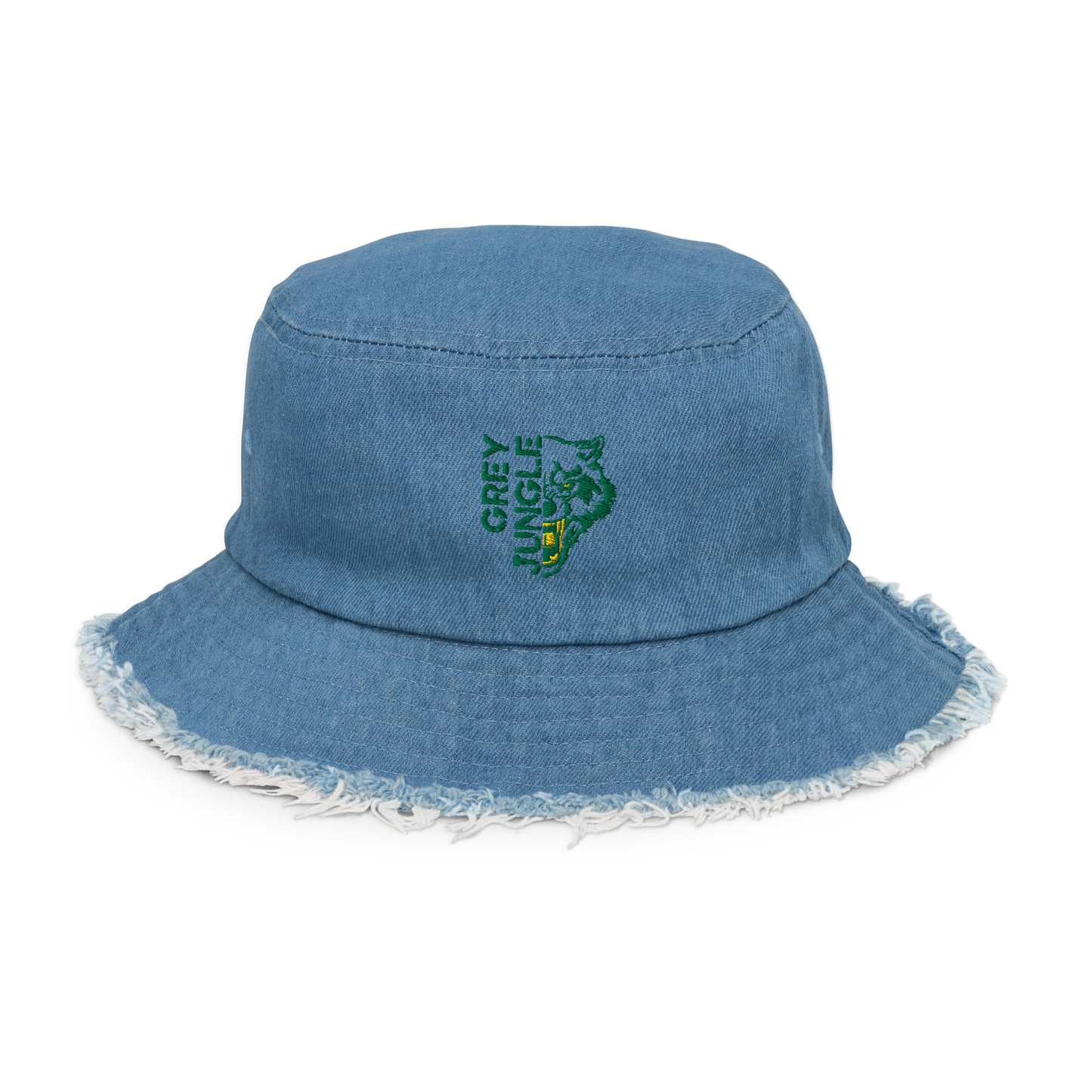 Distressed Denim Bucket Hat - Green/Gold Limited Edition