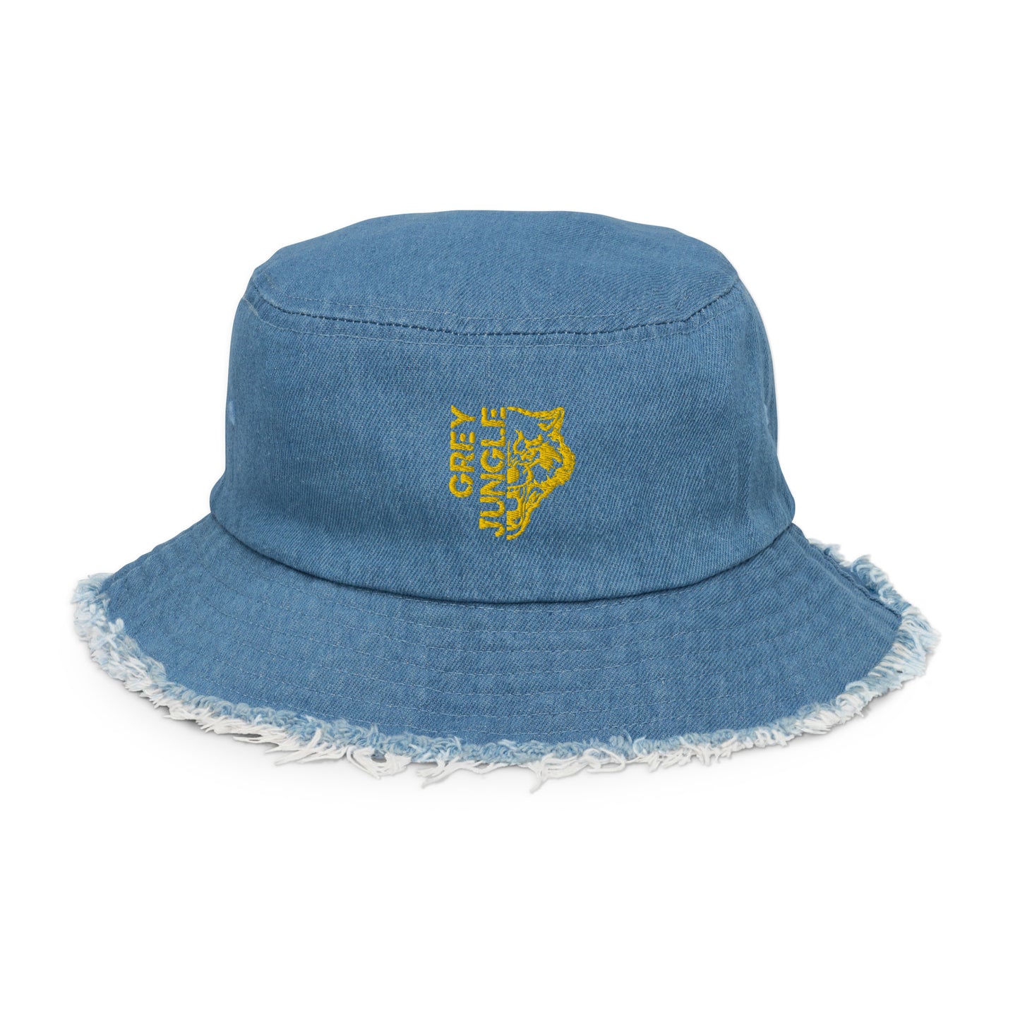 Distressed Denim Bucket Hat - Black & Yellow Limited Edition