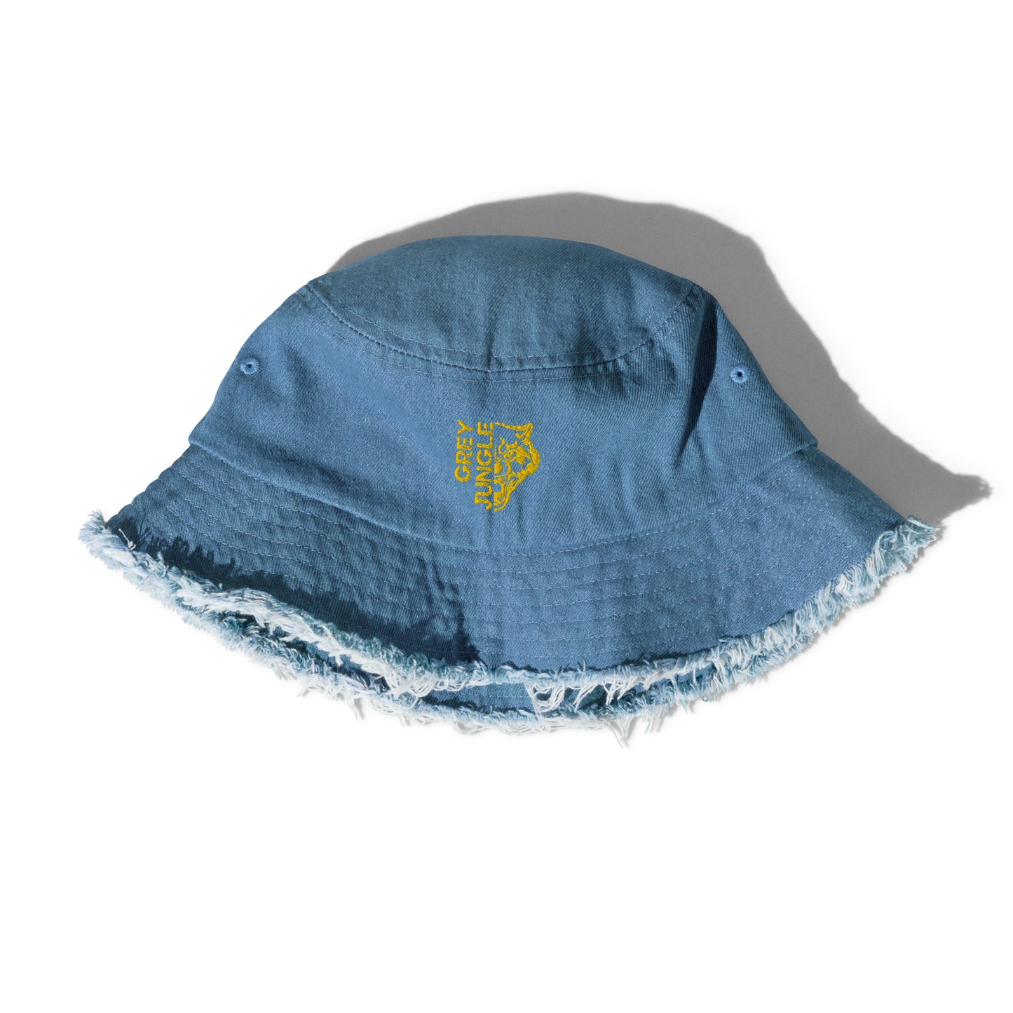 Distressed Denim Bucket Hat - Black & Yellow Limited Edition