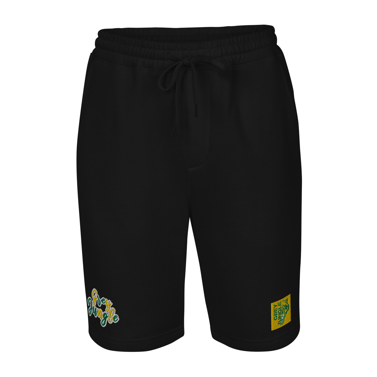 Shorts | Fleece | Black | Embroidered | Green & Gold Collection