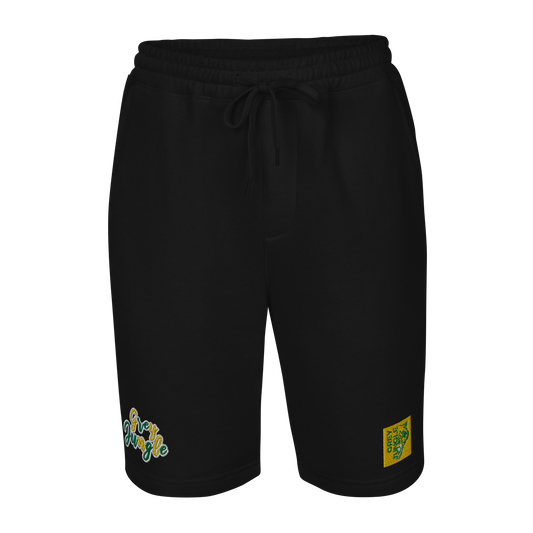 Shorts | Fleece | Black | Embroidered | Green & Gold Collection