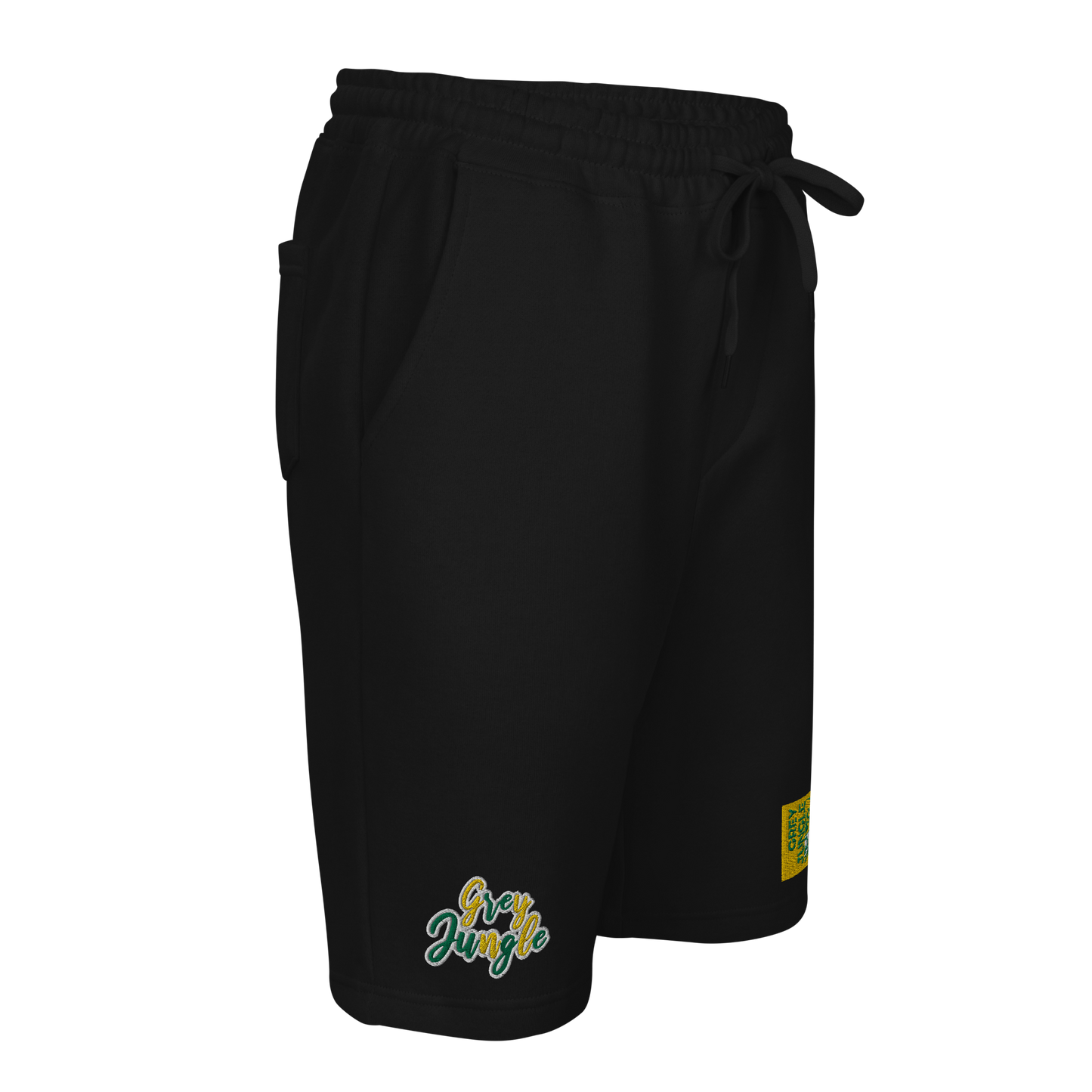 Shorts | Fleece | Black | Embroidered | Green & Gold Collection