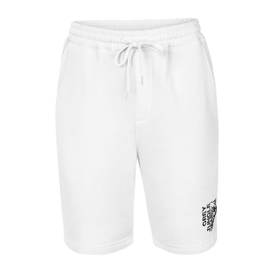 Shorts | Fleece | White & Grey | Black & White Embroidery