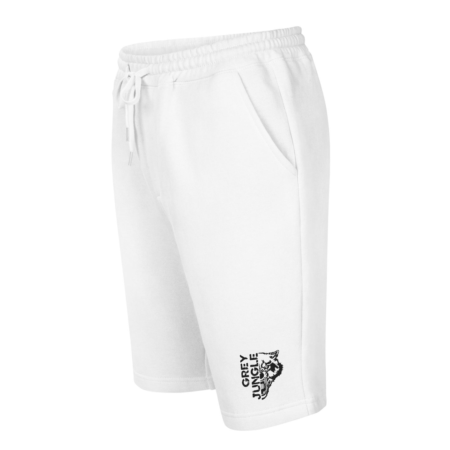 Shorts | Fleece | White & Grey | Black & White Embroidery