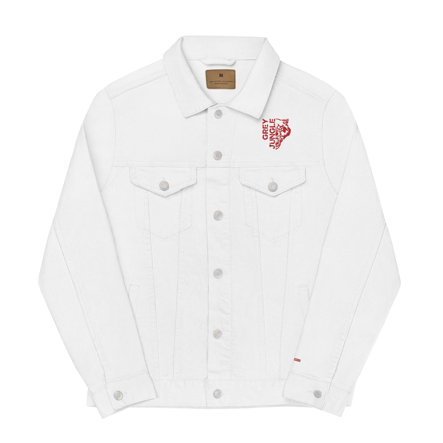 Denim Jacket | White & Red | Cherry 12s Collection | Embroidered