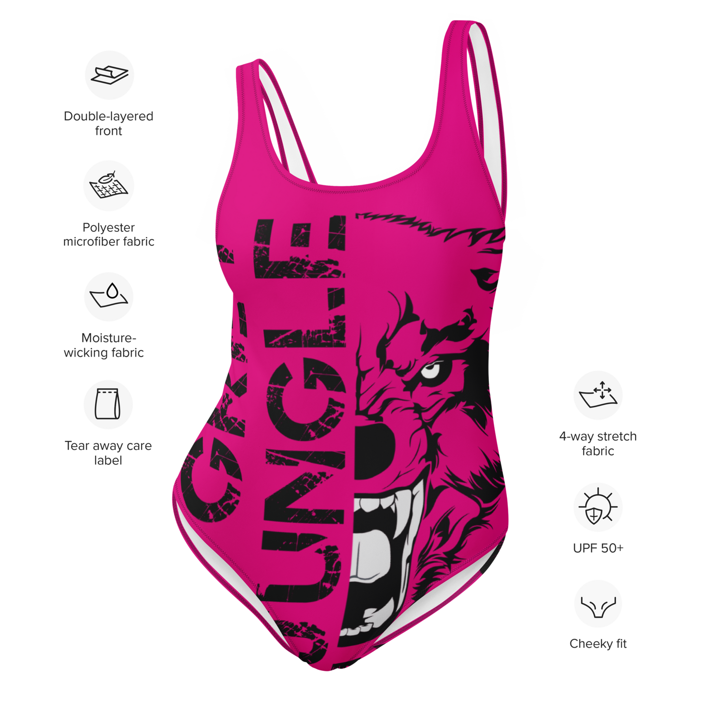 Swimsuit One-Piece | Logo Only | Hot Pink