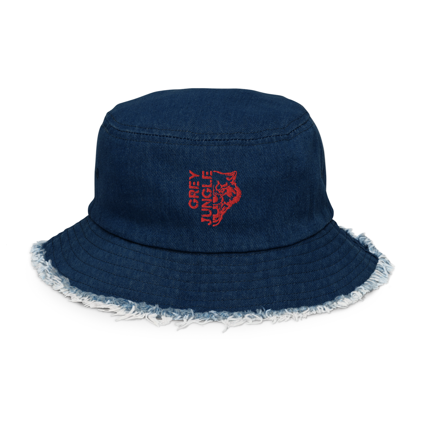 Distressed denim bucket hat