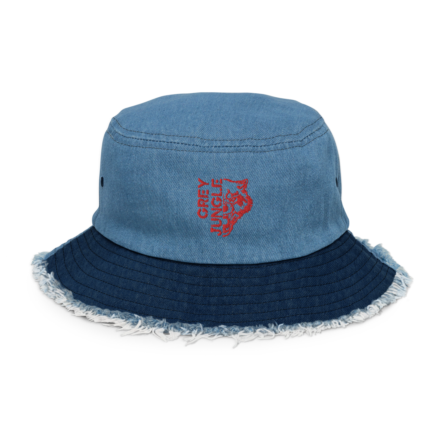 Distressed denim bucket hat