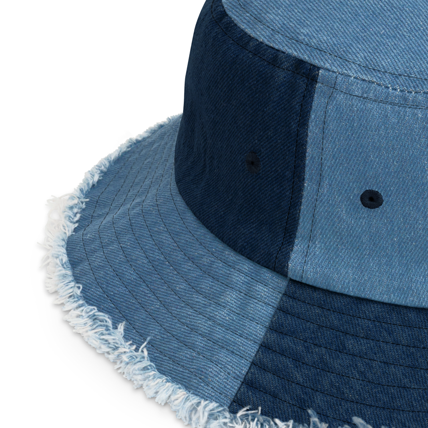 Distressed denim bucket hat