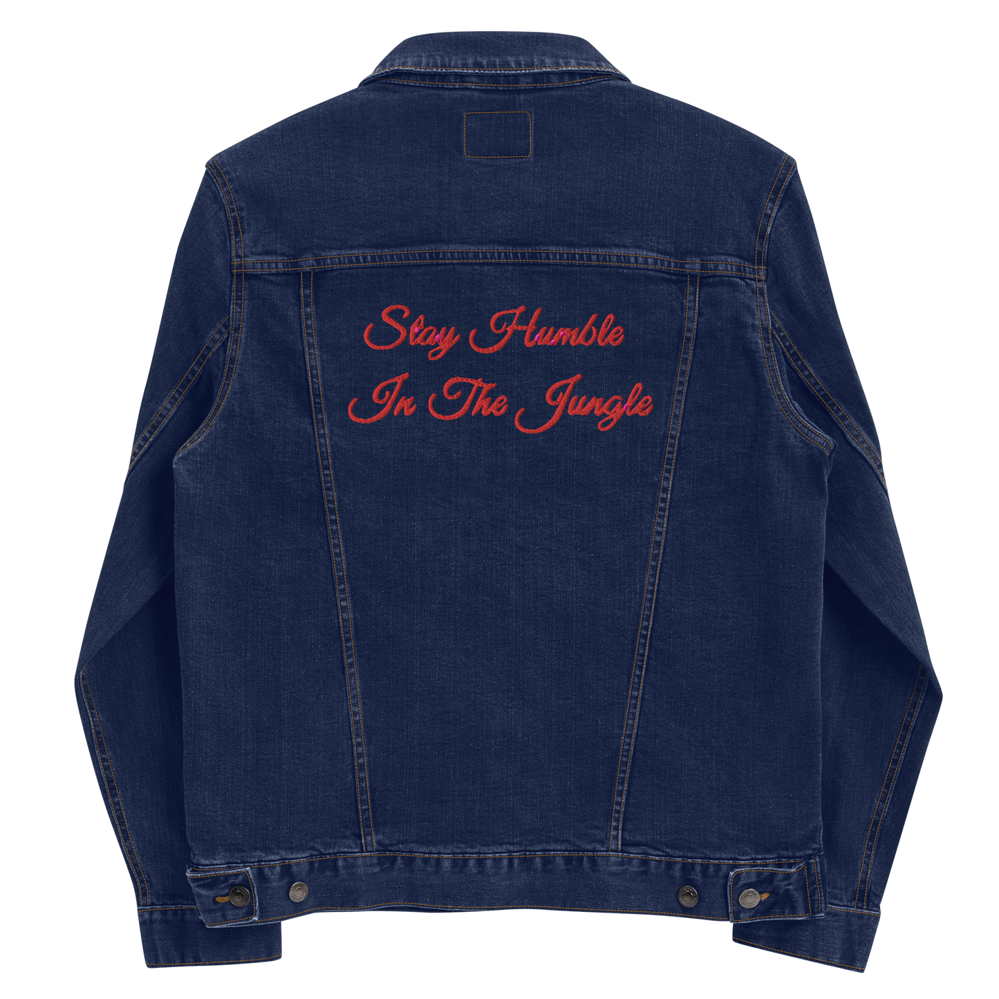 Dark Denim Jacket | Red Embroidery/White Teeth