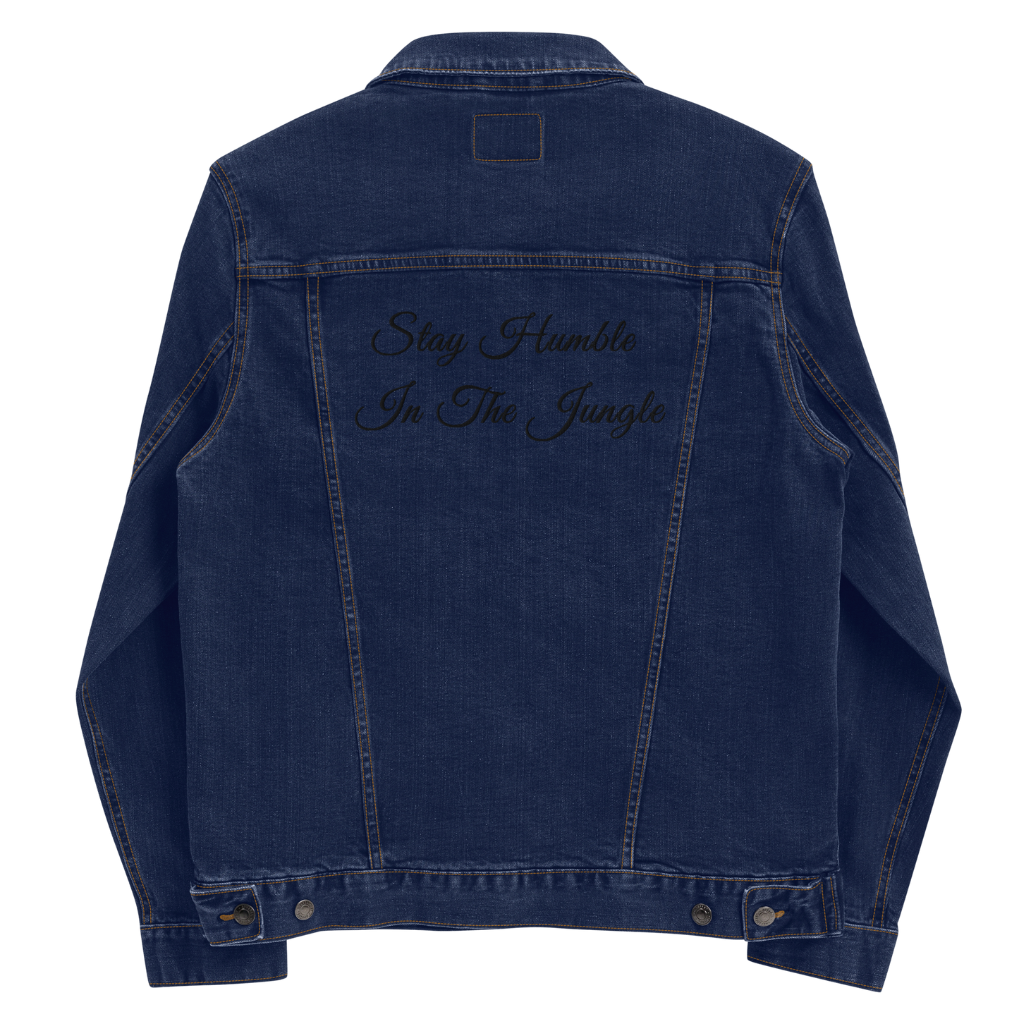 Dark Denim Jacket | Black Embroidery/White Teeth