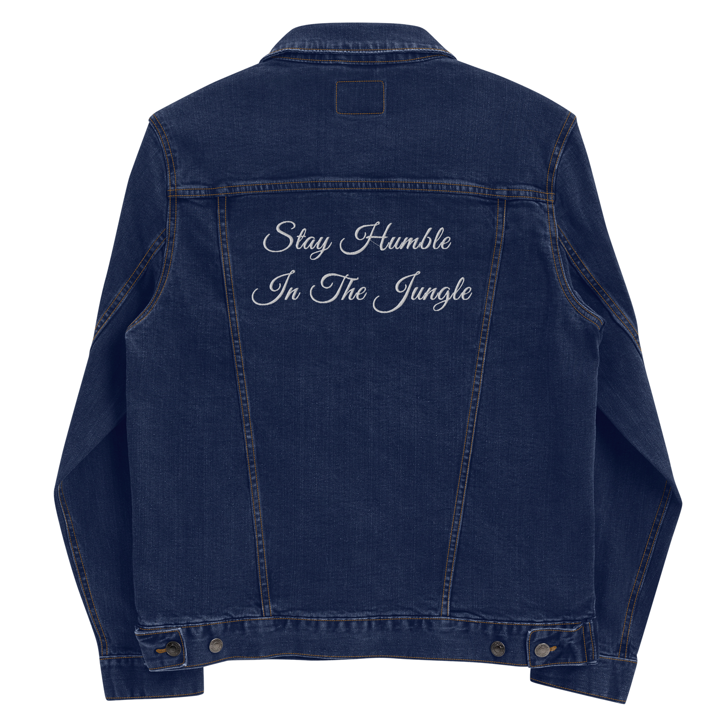 Dark Denim Jacket | White Embroidery/Grey Teeth