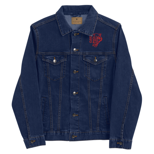 Dark Denim Jacket | Red Embroidery