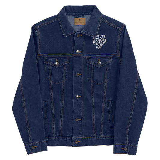 Dark Denim Jacket | White Embroidery