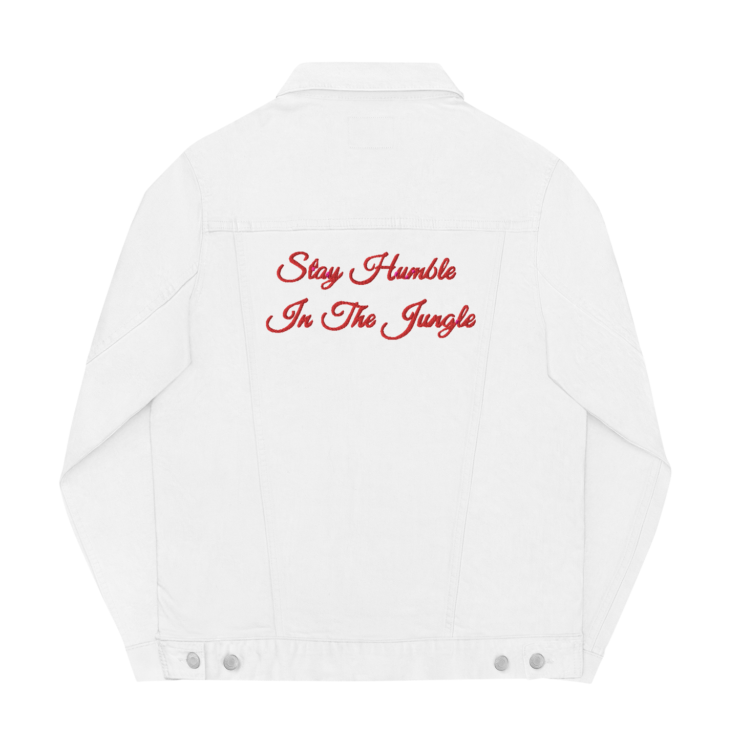 White Denim Jacket | Red Embroidery