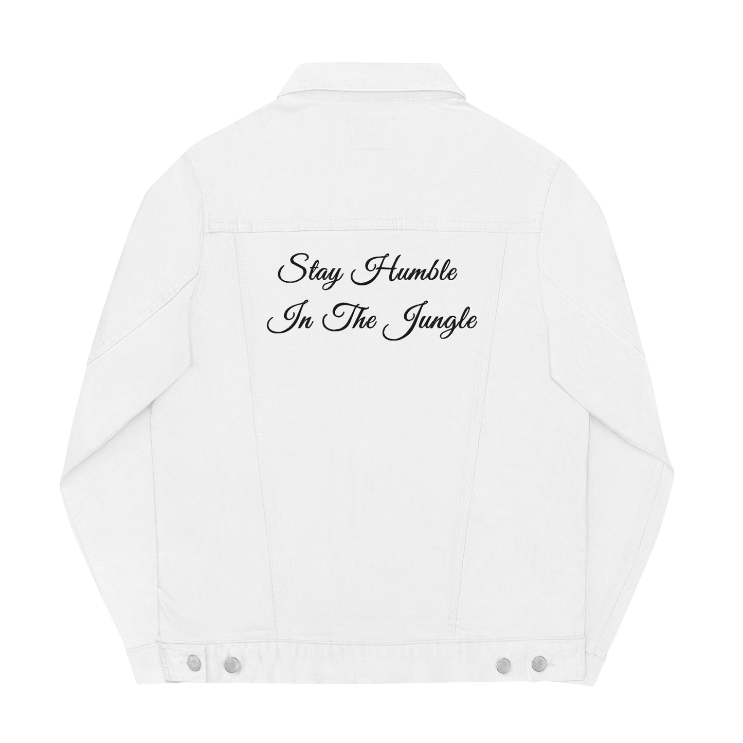 White Denim Jacket | Black Embroidery