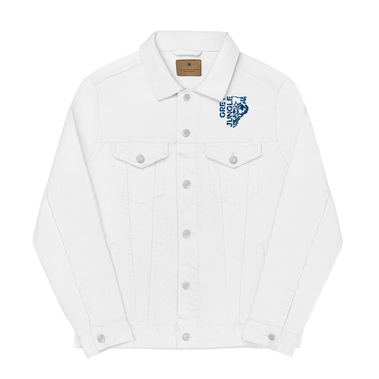 White Denim Jacket | Blue Embroidery