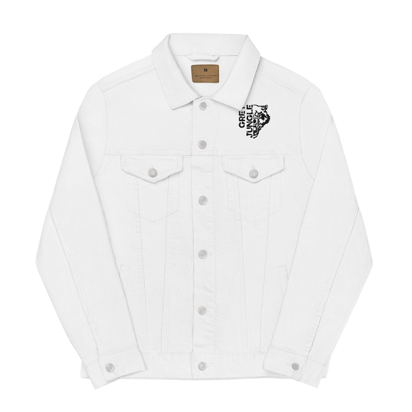 White Denim Jacket | Black Embroidery