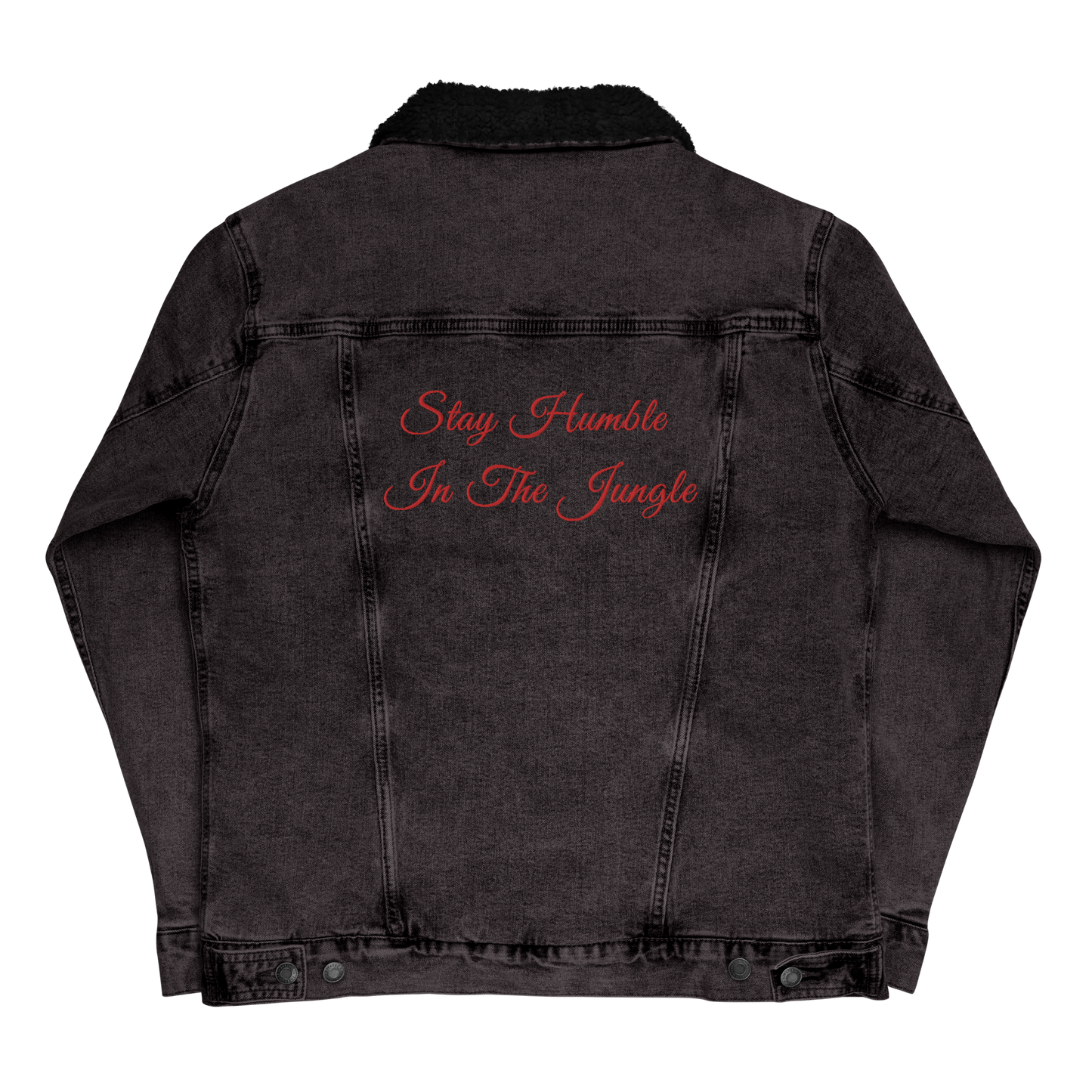 Black Denim w/ Collar | Red Embroidery