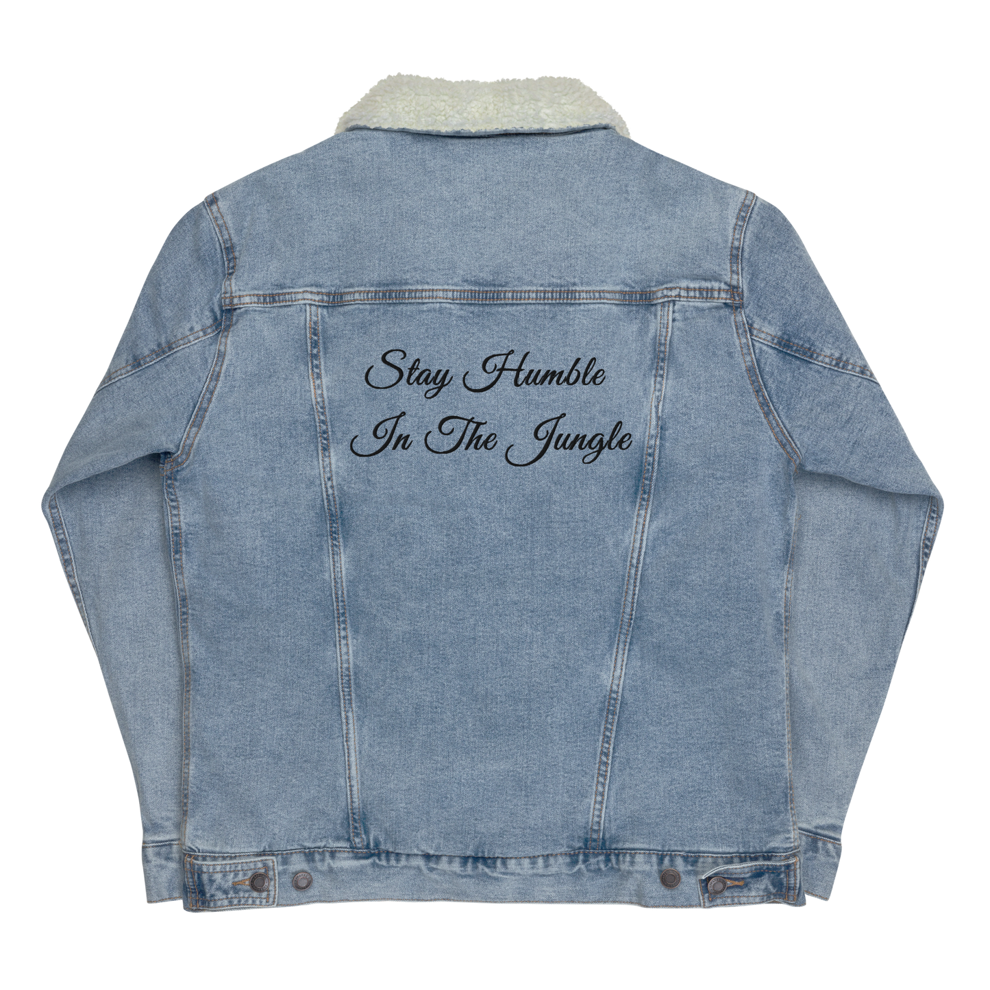 Light Blue Denim Jacket w/ Collar | Black Embroidery **ORDER A SIZE BIGGER THAN YOUR NORMAL SIZE