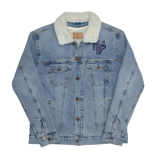 Light Blue Denim Jacket w/ Collar | Navy Embroidery