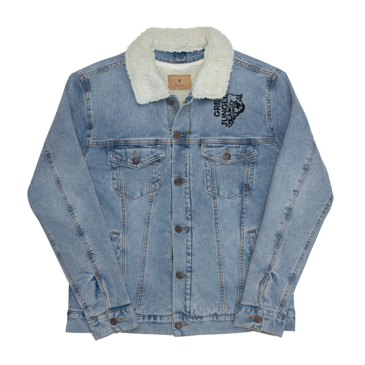 Light Blue Denim Jacket w/ Collar | Black Embroidery **ORDER A SIZE BIGGER THAN YOUR NORMAL SIZE